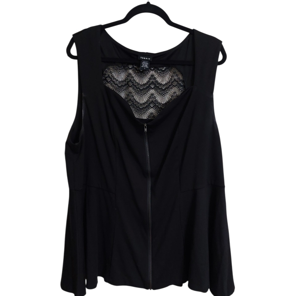 Torrid Black Sleeveless Top with Lace Accent